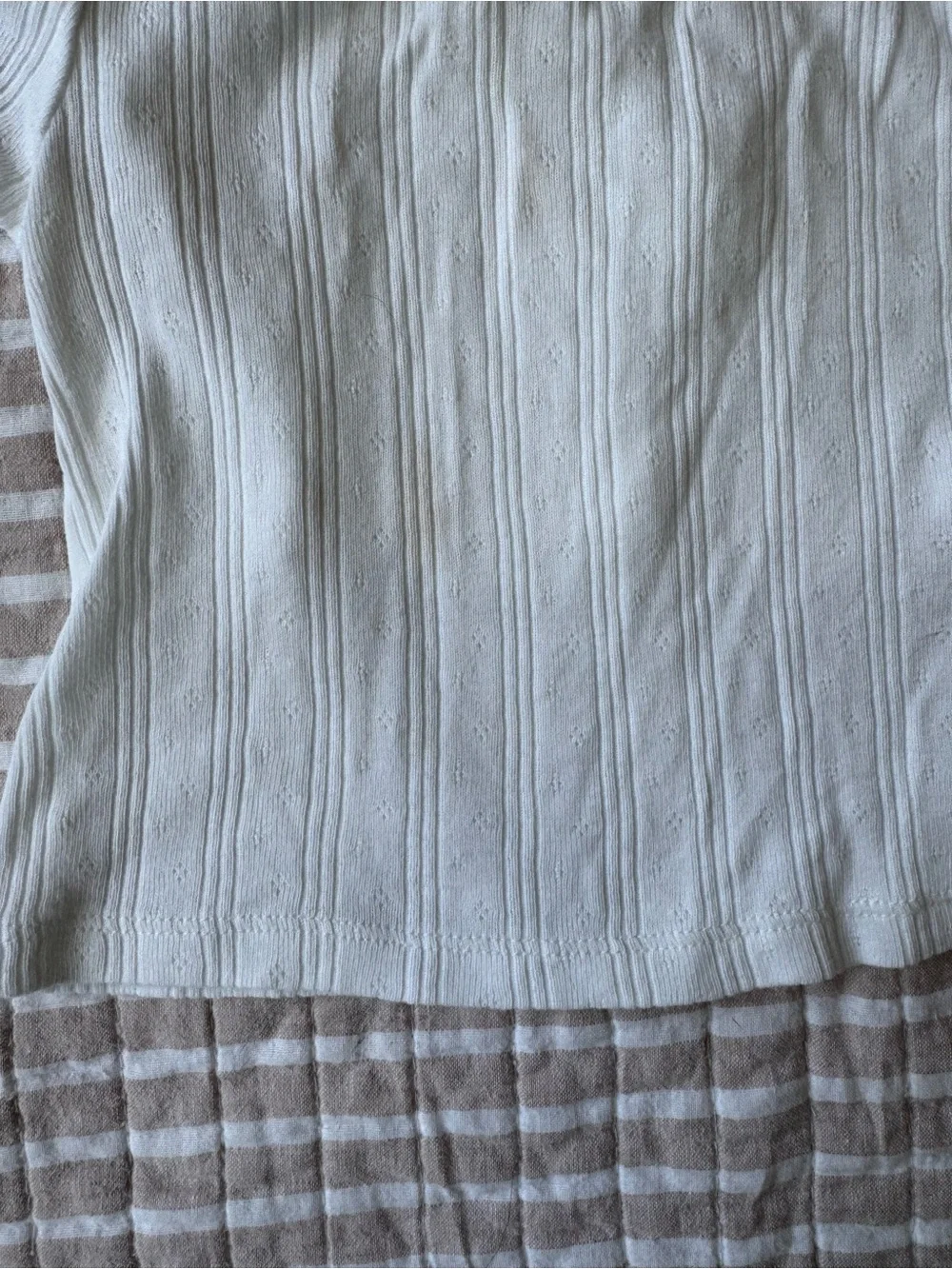 GAP x Doen white pointelle t-shorts with blue bow and lace detail